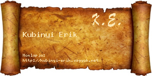 Kubinyi Erik névjegykártya